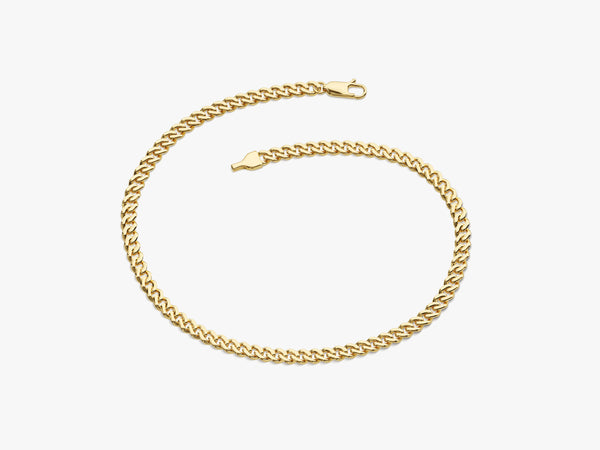 14k Solid Gold 3.0mm Cuban Chain Bracelet