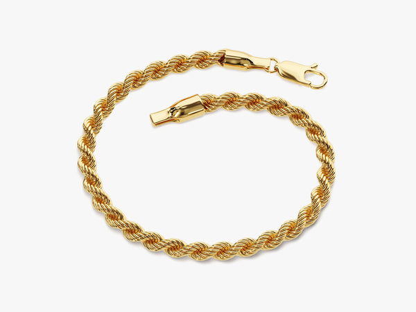 14k Solid Gold 5.0mm Rope Chain Bracelet