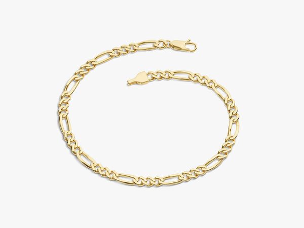 14k Solid Gold 4.0mm Figaro Chain Bracelet