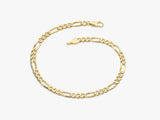14k Solid Gold 5.0mm Figaro Chain Bracelet