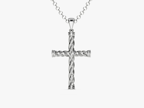 14k Gold Twisted Cross Necklace