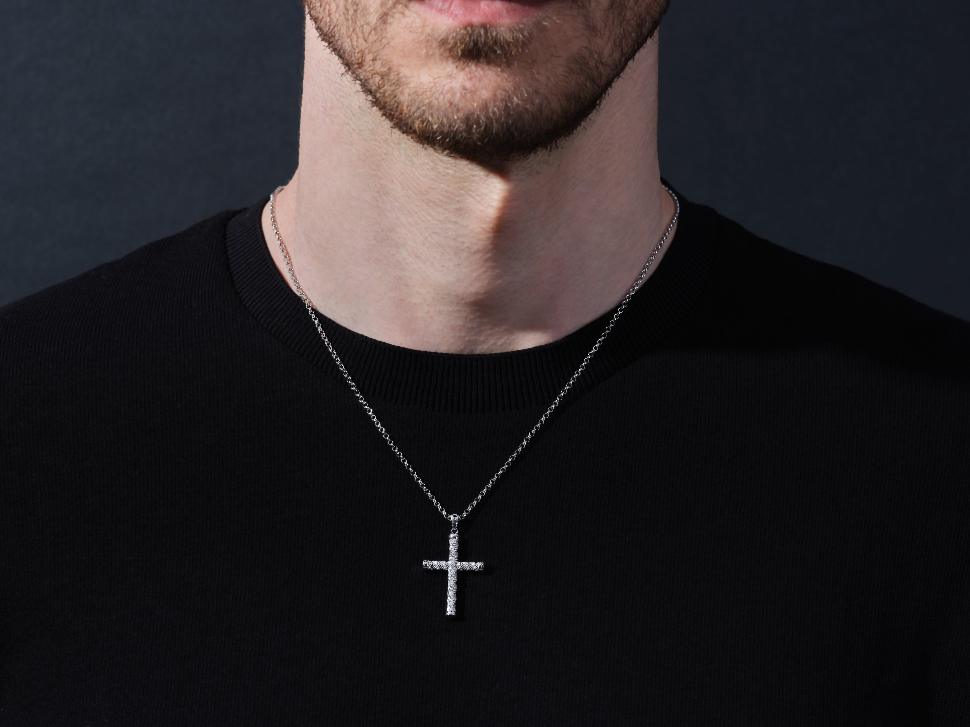 Men's silver cross pendant necklace from jewelry firm