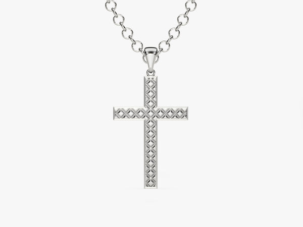 14k Gold 3.0mm Rolo Chain Cross Necklace
