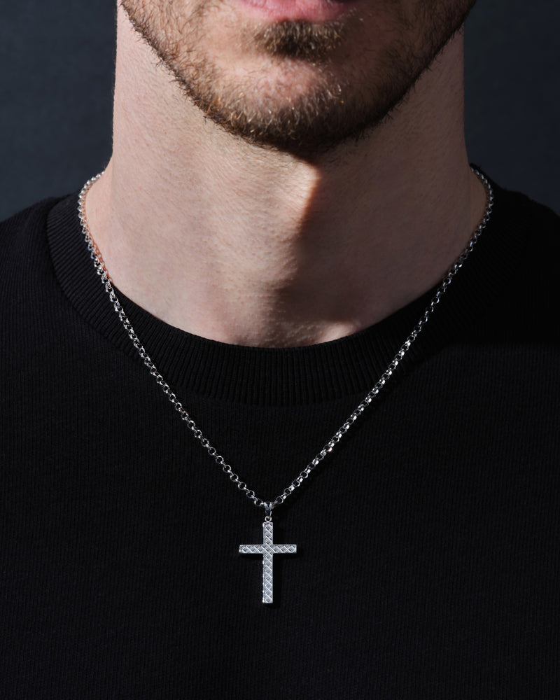 14k Gold 3.0 mm Rolo Chain Cross Necklace | Eternate