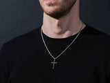 14k Gold Black Diamond Cross Necklace