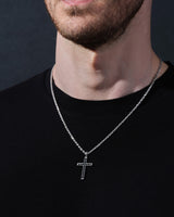 14k Gold Black Diamond Cross Necklace
