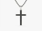 14k Gold Black Diamond Cross Necklace