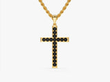 14k Gold Black Diamond Cross Necklace