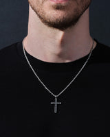 14k Gold Black Diamond Cross Necklace