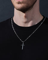14k Gold 2.5mm Figaro Chain Cross Necklace