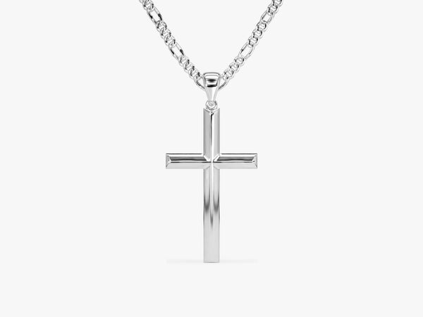 14k Gold 2.5mm Figaro Chain Cross Necklace