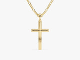 14k Gold 2.5mm Figaro Chain Cross Necklace