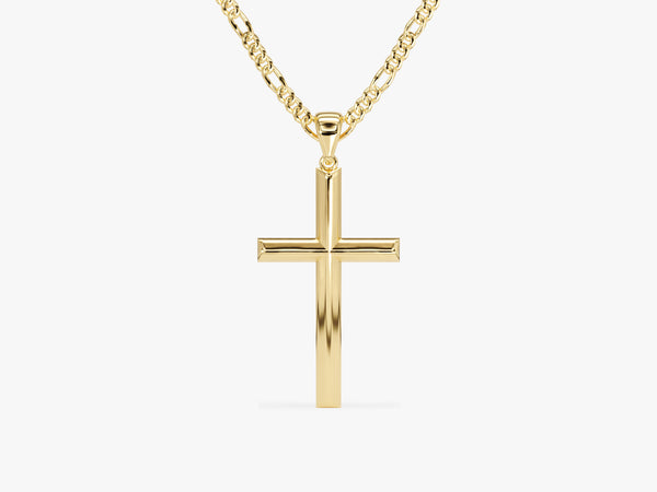 14k Gold 2.5mm Figaro Chain Cross Necklace