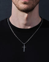 14k Gold 2.5mm Figaro Chain Cross Necklace