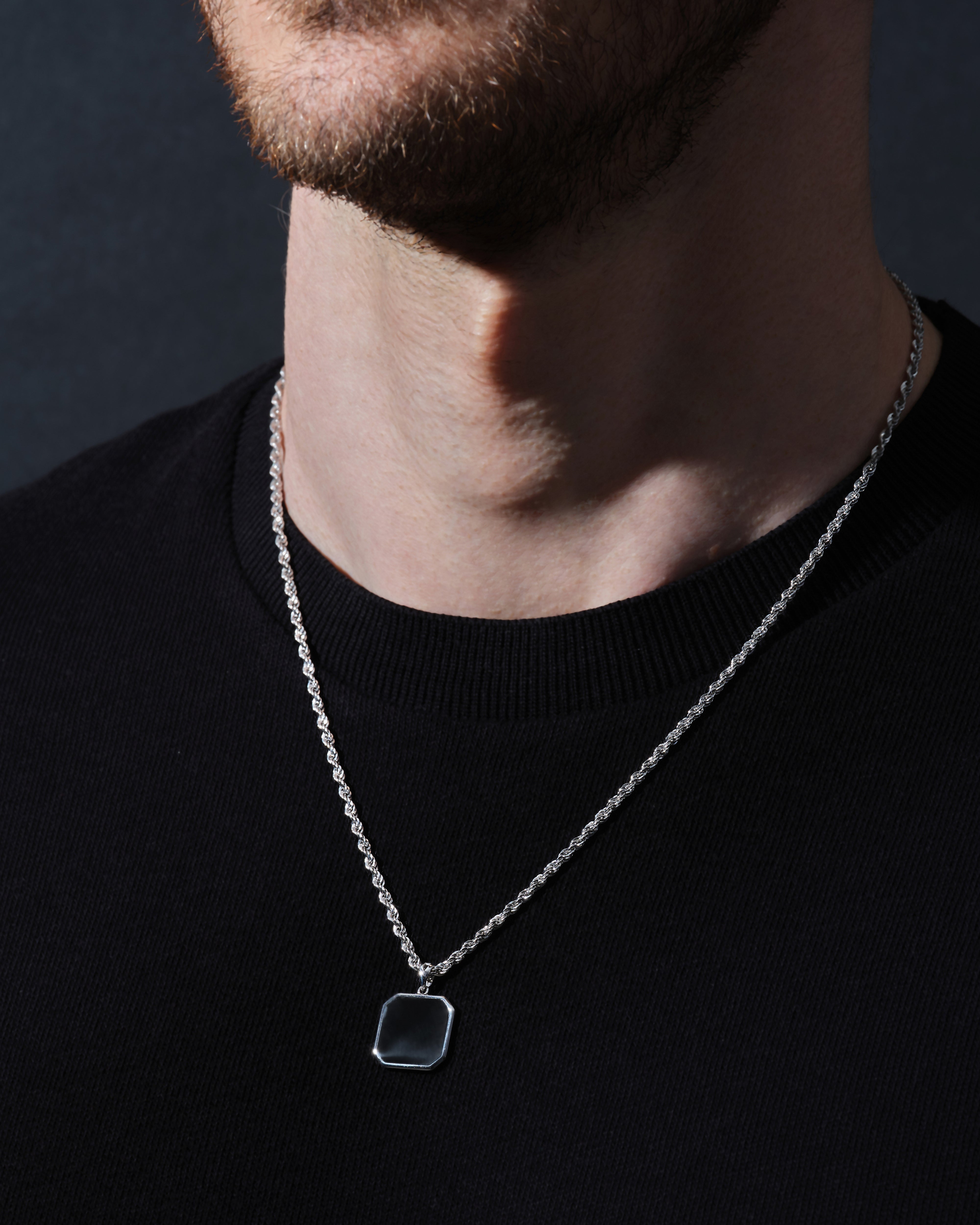 14k Gold Rope Chain Octagon Enamel Necklace