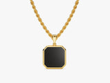 14k Gold Rope Chain Octagon Enamel Necklace