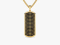 14k Gold Black Diamond Tag Necklace