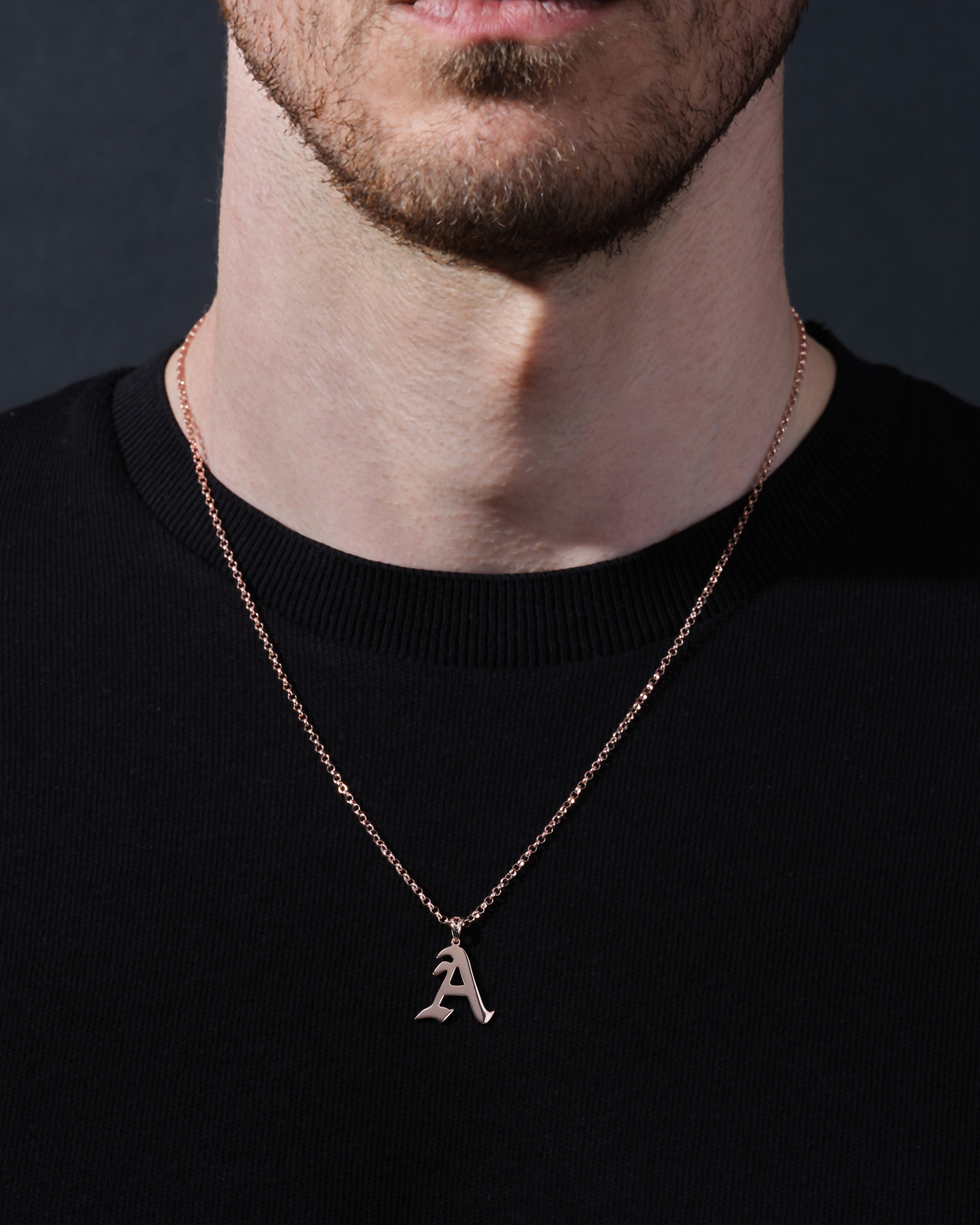 14k Gold Old English Initial Necklace