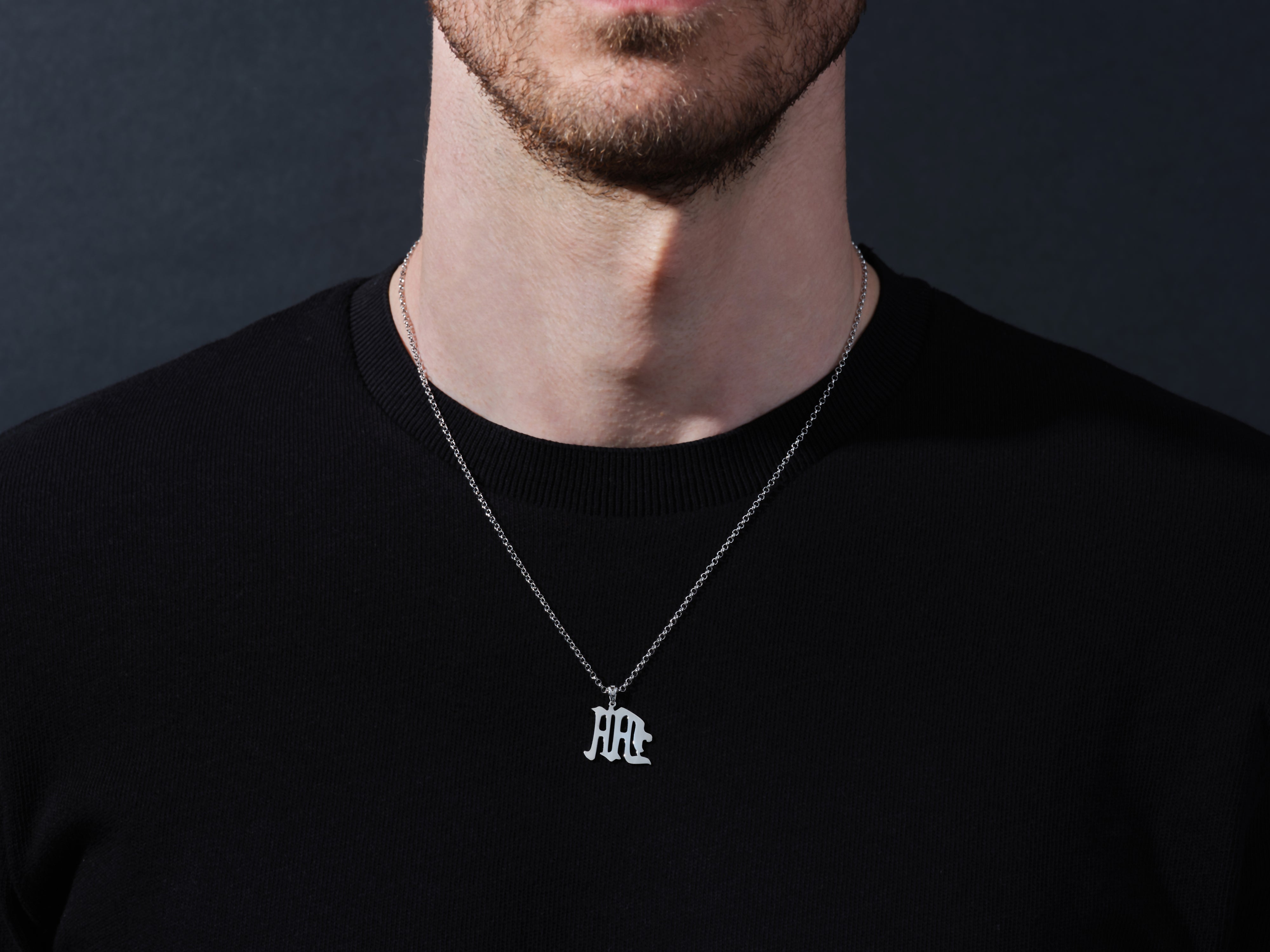 Men's silver initial pendant necklace from jewelry brand
