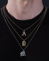 14k Gold Old English Initial Necklace
