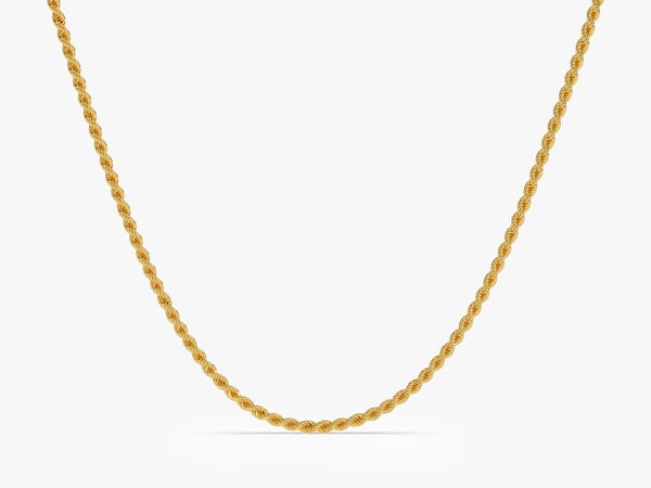 14k Gold 3.0mm Rope Chain Necklace