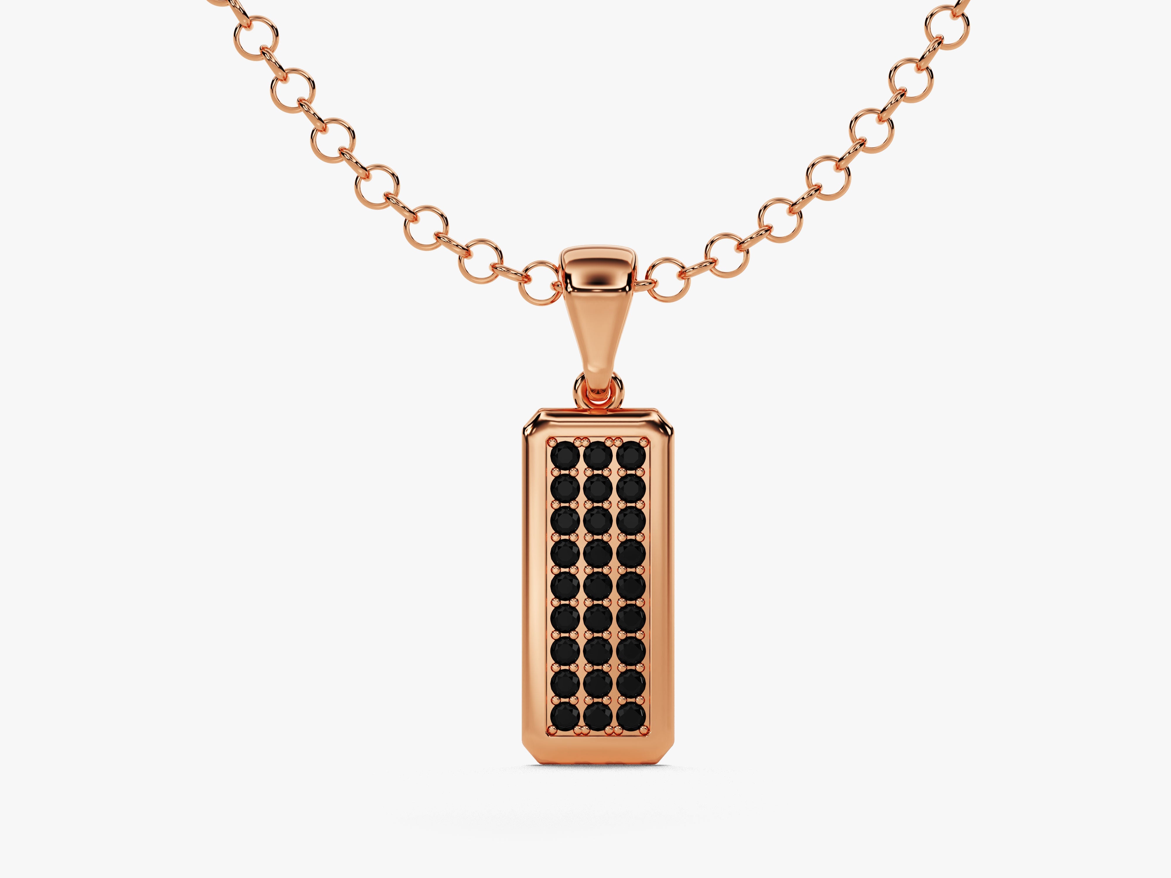 Rose gold pendant necklace with black diamonds