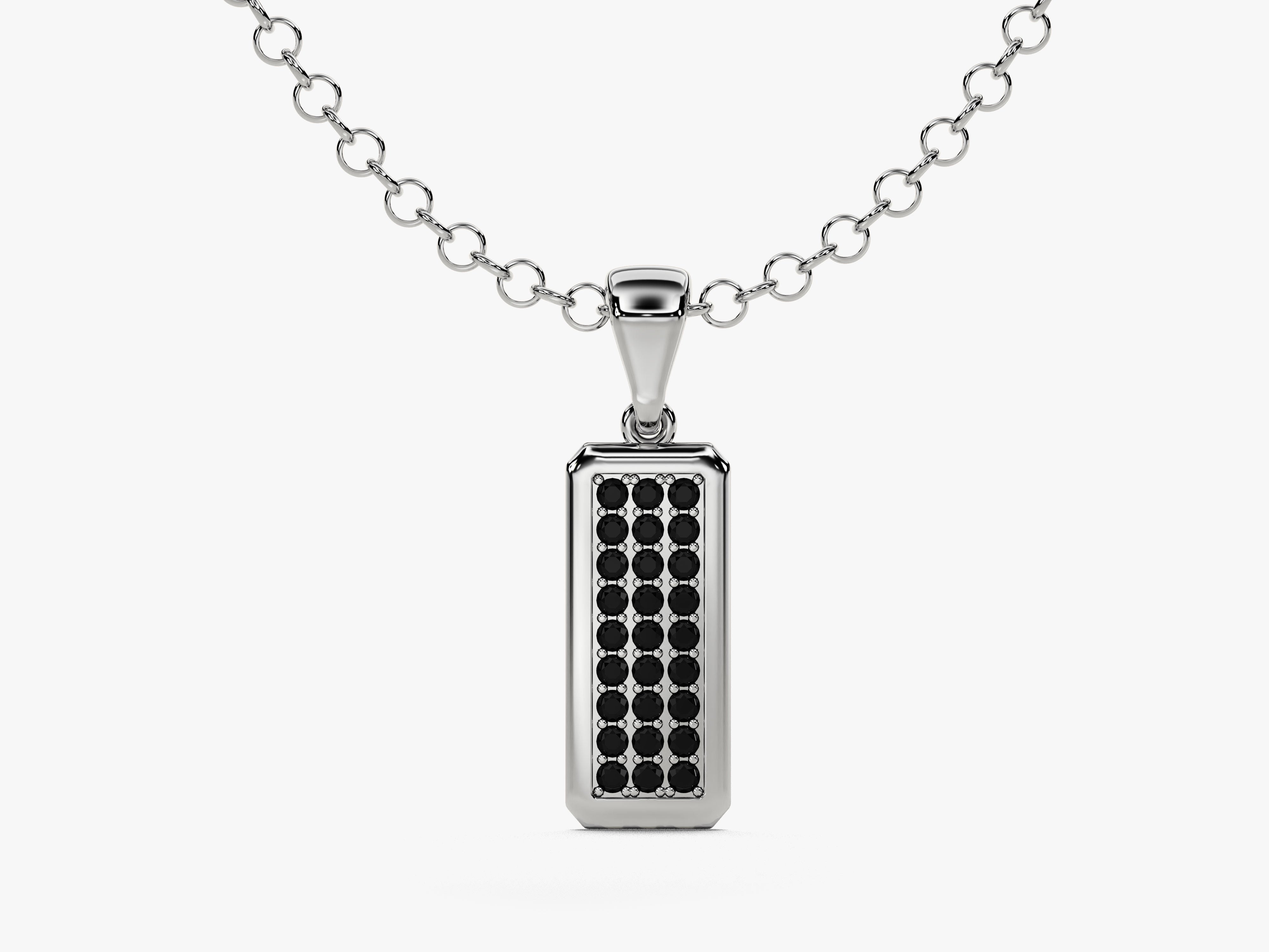 Silver pendant necklace with black diamonds