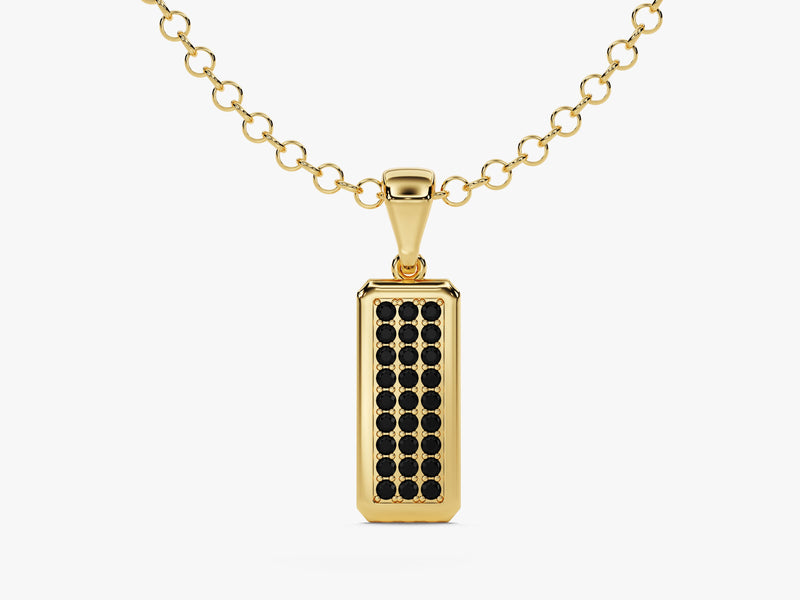 Men's Black Diamond Pendant Necklace - Gold Vermeil