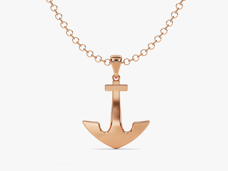 Plain Anchor Pendant Necklace - Gold Vermeil