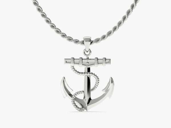 Anchor Pendant with Rope Detail - Gold Vermeil