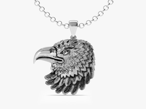 Oxidized Eagle Head Pendant Necklace - Sterling Silver