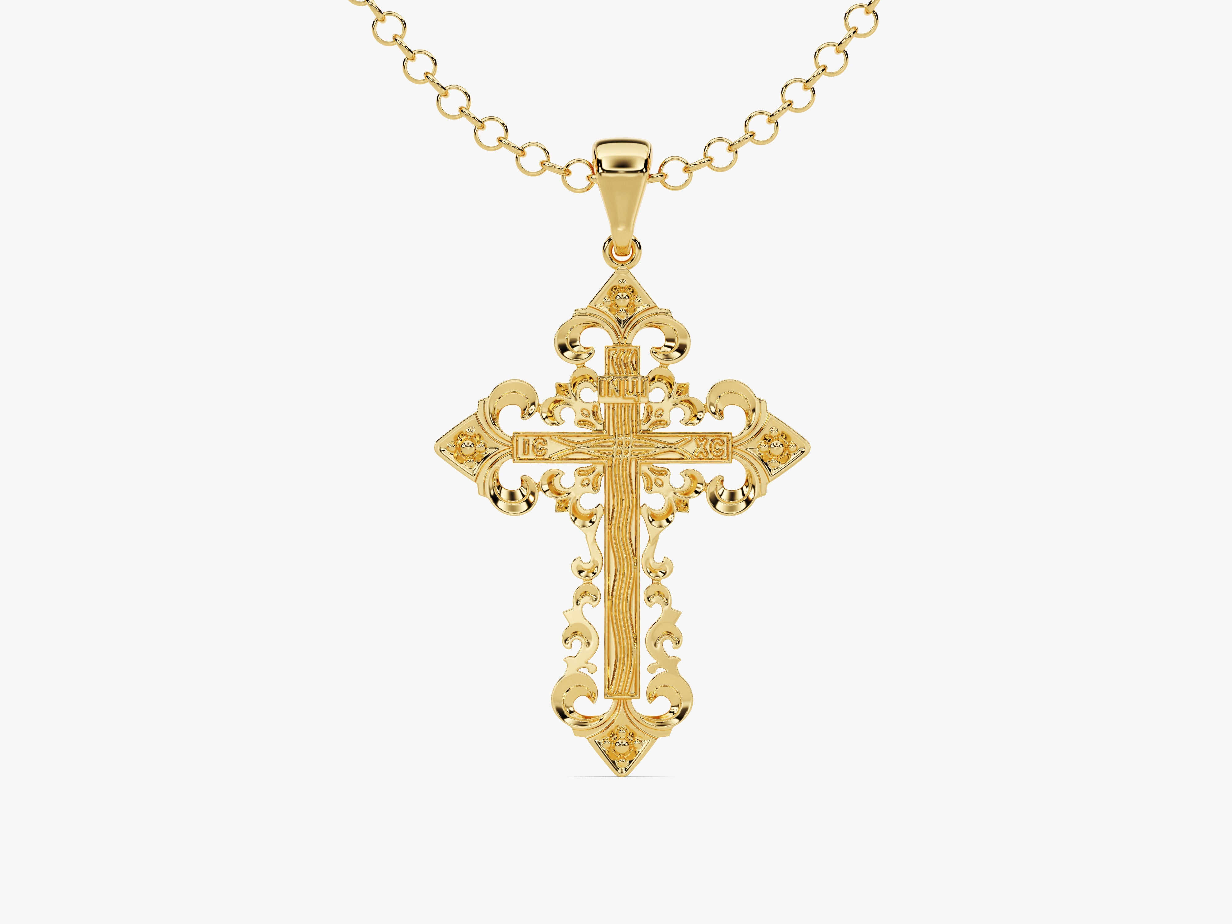 Ornate gold cross pendant necklace for jewelry lovers