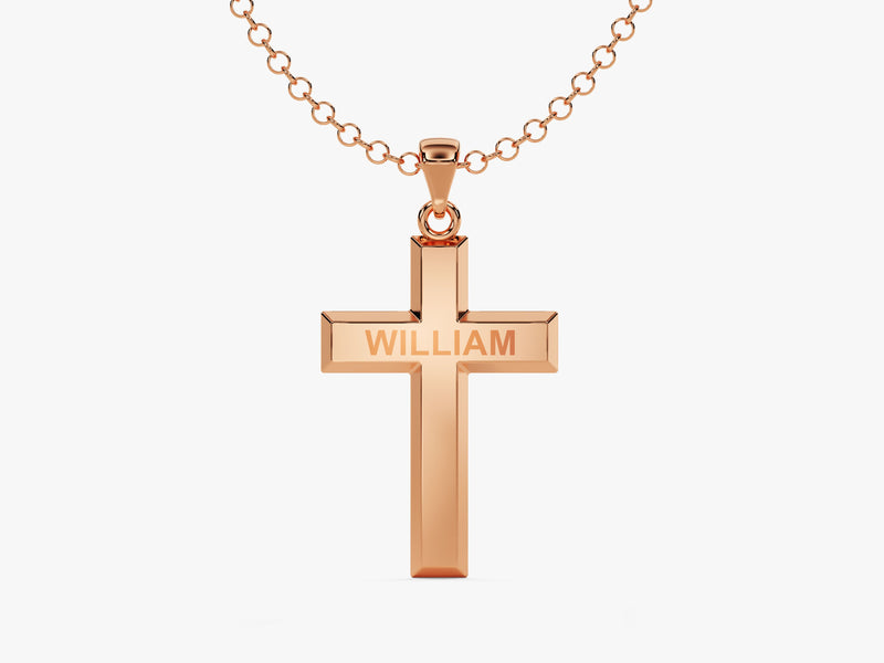 Men's Name Cross Pendant Necklace - Gold Vermeil