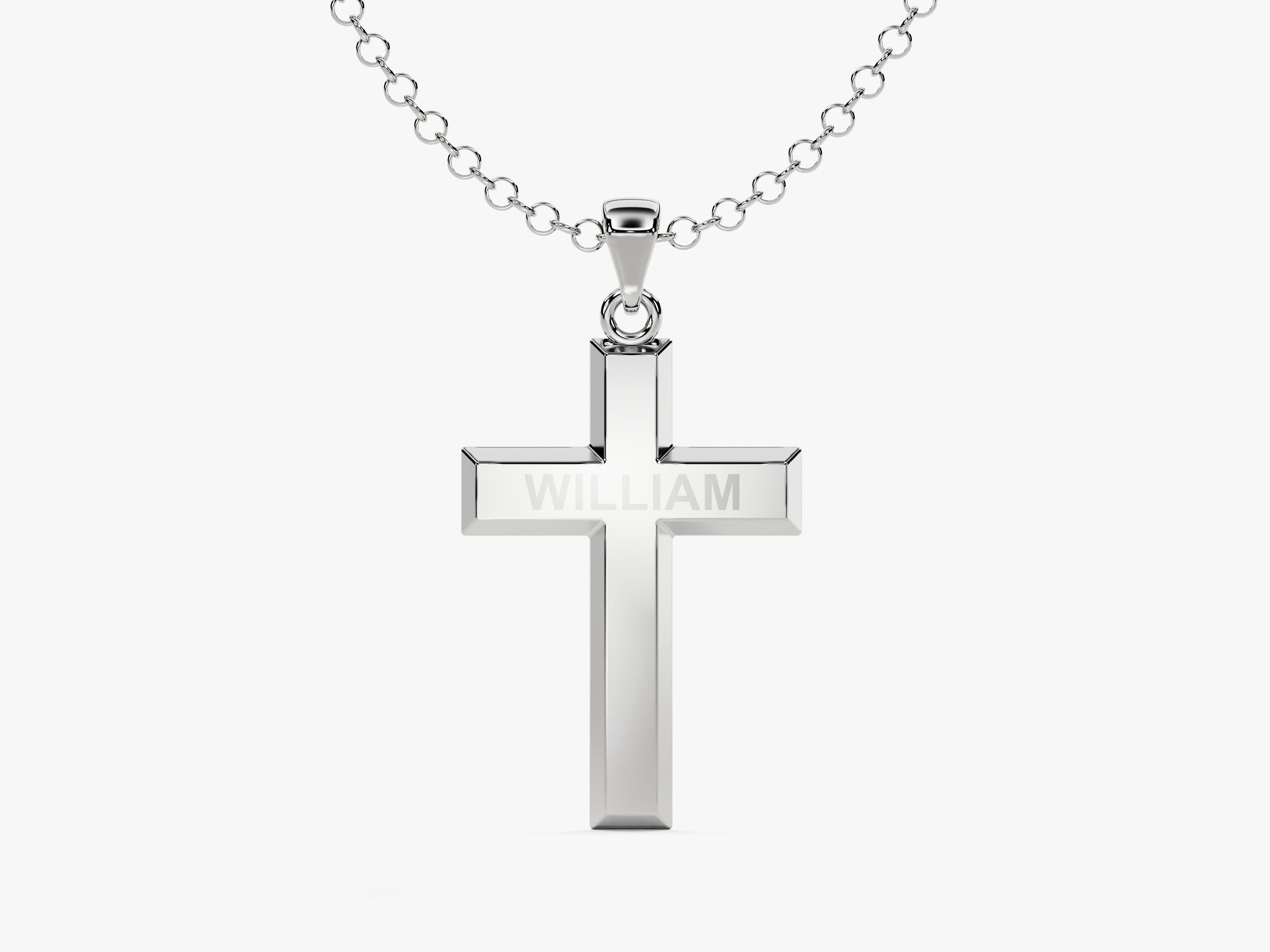 Personalized silver cross necklace for William jewelry