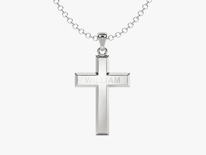 Men's Name Cross Pendant Necklace - Gold Vermeil