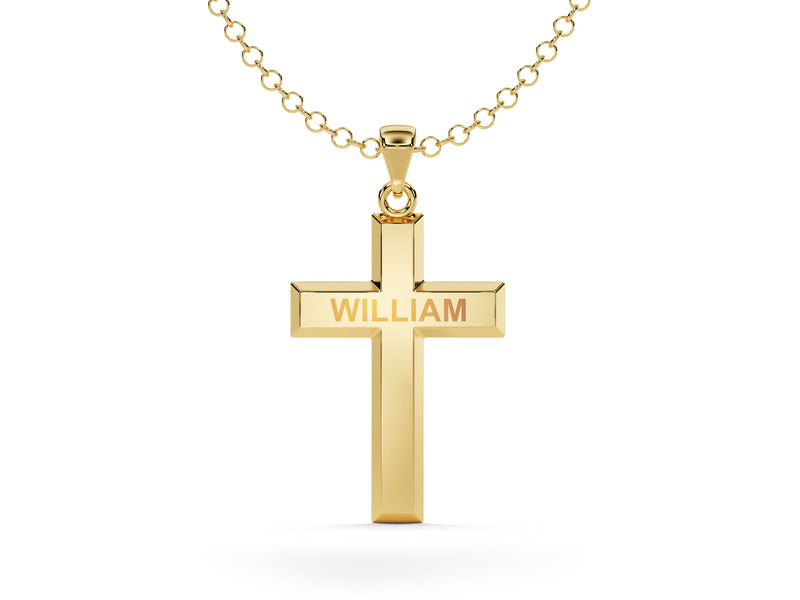 Men's Name Cross Pendant Necklace - Gold Vermeil