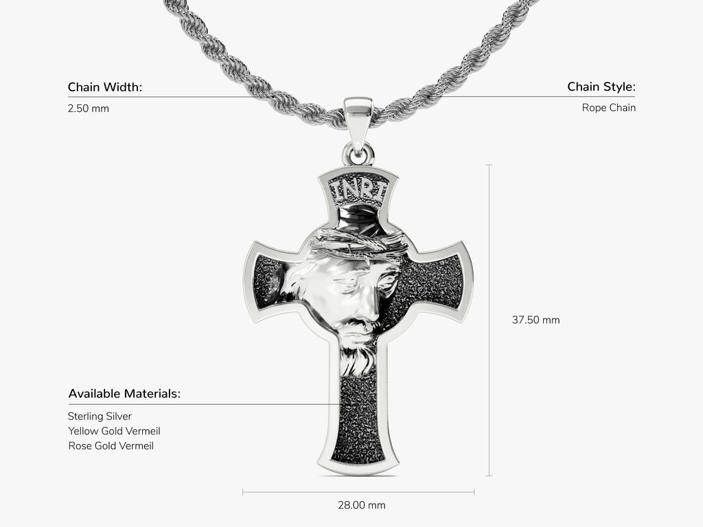 Jesus Cross Pendant Necklace Sterling Silver