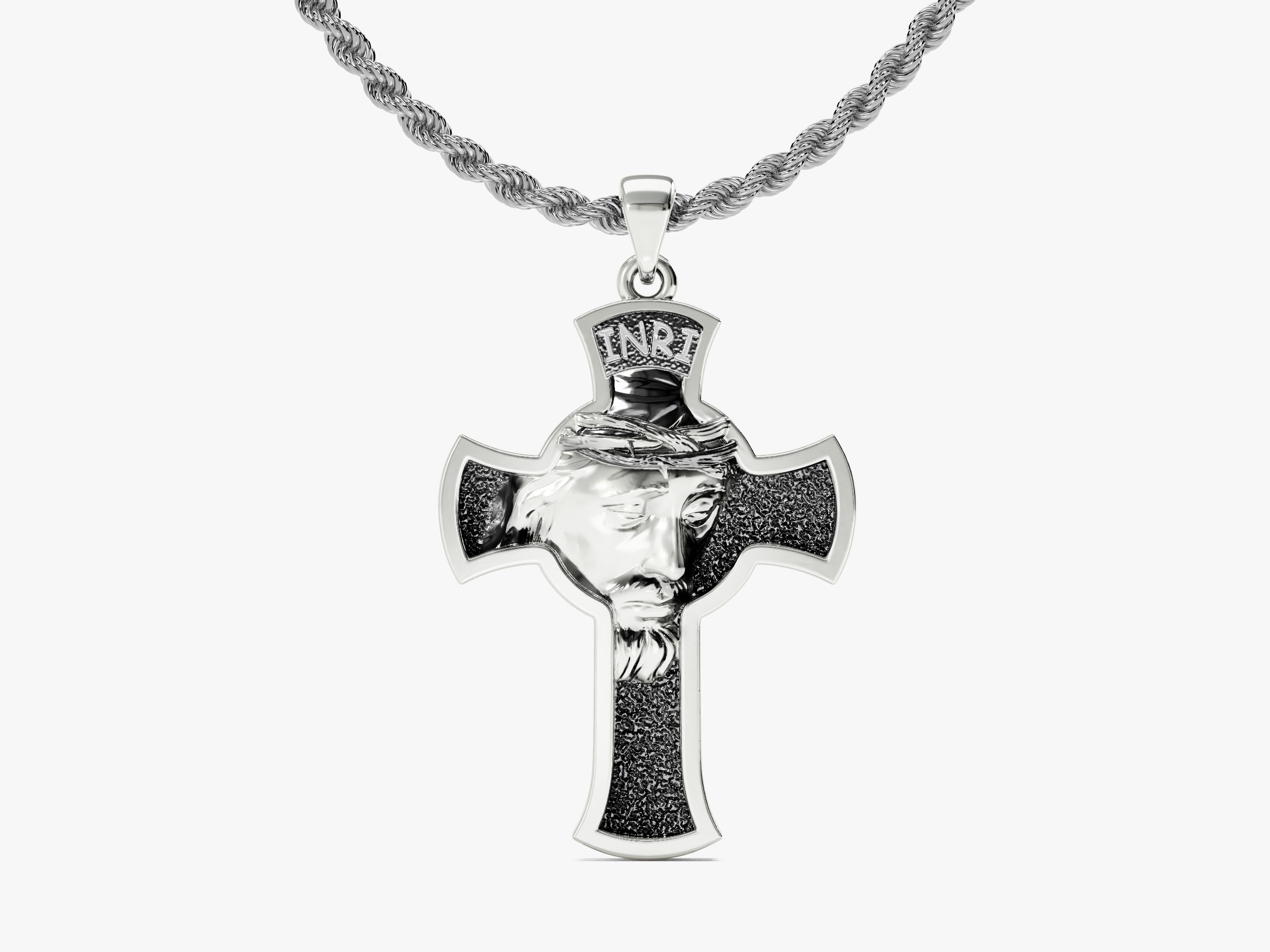Jesus Christ cross pendant necklace, fine jewelry for men