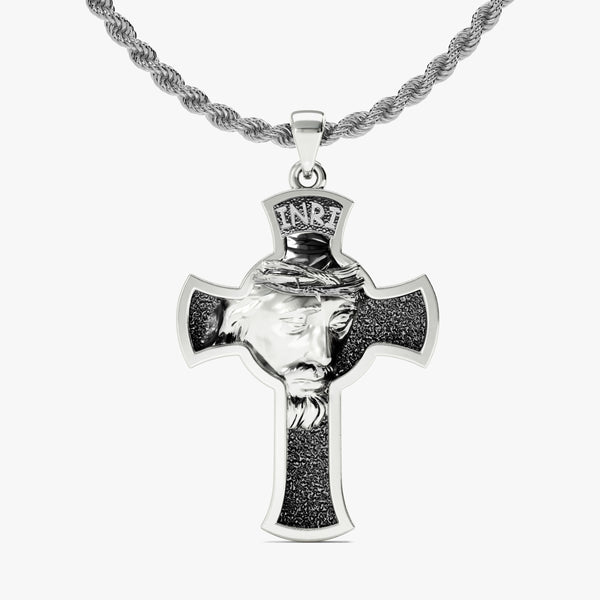 personal-Jesus★ Men's Jesus Head On Cross Diamond Pendant – SHYNE JEWELERS