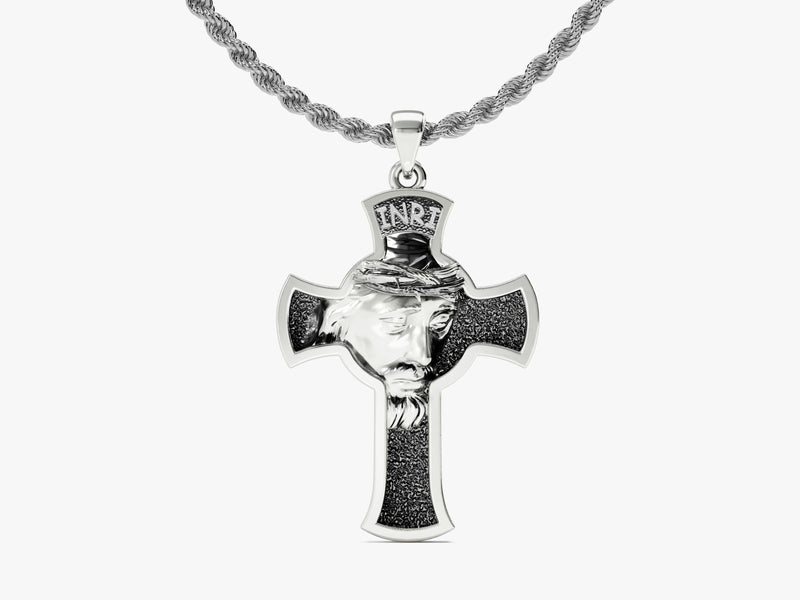 Jesus Cross Stainless Steel Christ Cross Necklace Mens Crucifix Metal Pendant, Adult Unisex, Size: 18inch(45cm), Silver Jesus Cross Stainless Steel Christ Cross Necklace Mens Crucifix Metal Pendant, Adult Unisex, Size: 18inch(45cm), Silver