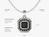 Black Diamond Octagon Pendant Necklace - Gold Vermeil