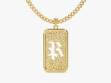 Textured Initial Plate Pendant Necklace - Gold Vermeil