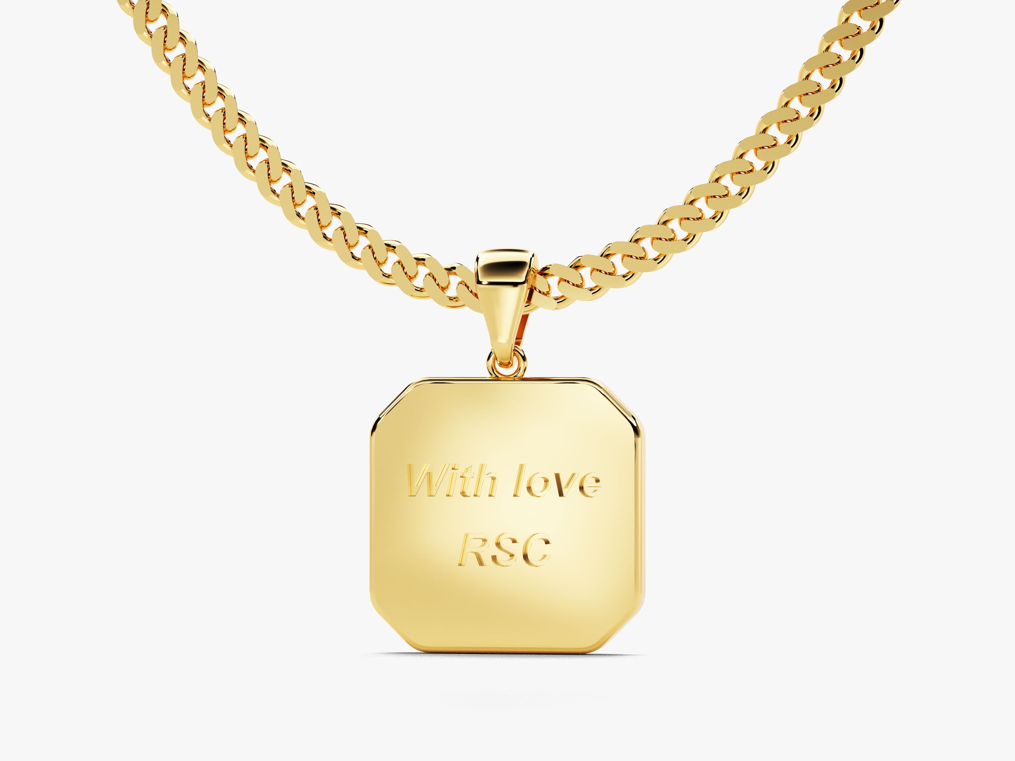 Engraved Message Pendant Necklace - Gold Vermeil