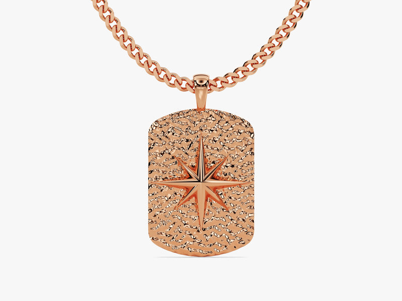 Textured North Star Pendant Necklace - Gold Vermeil