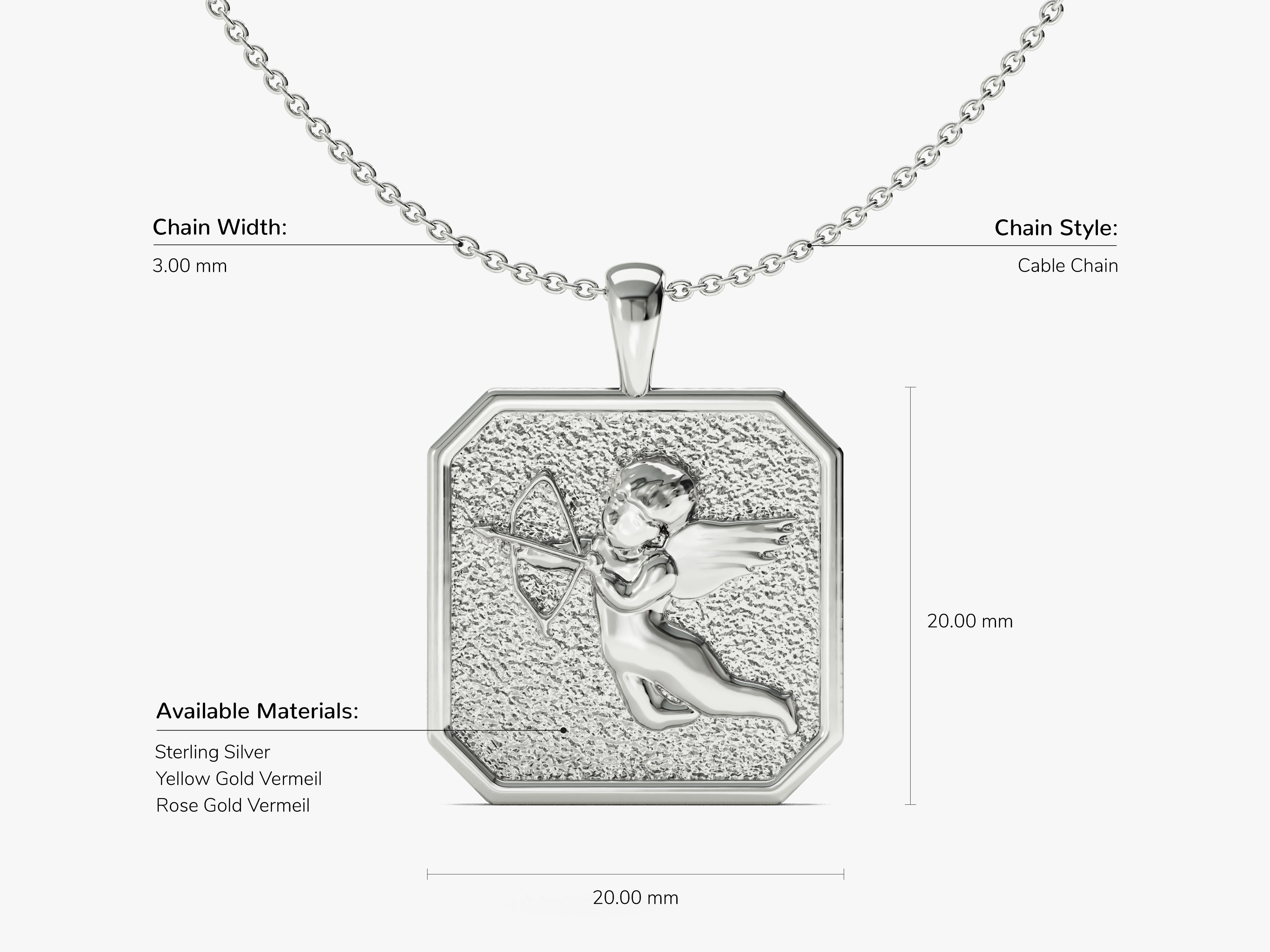 Sterling silver cupid pendant necklace, jewelry gift