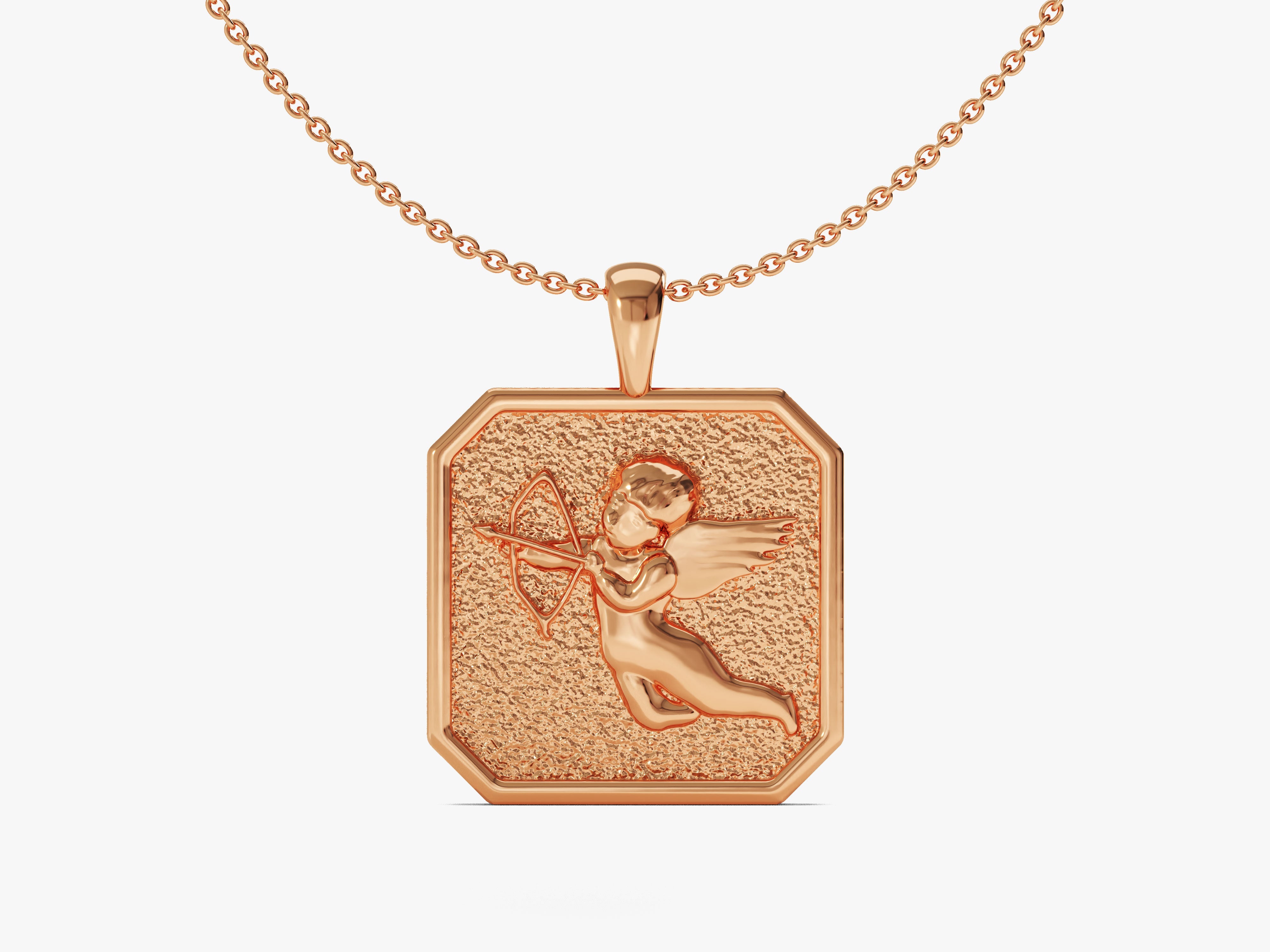 Rose gold cupid pendant necklace, fine jewelry, romantic gift