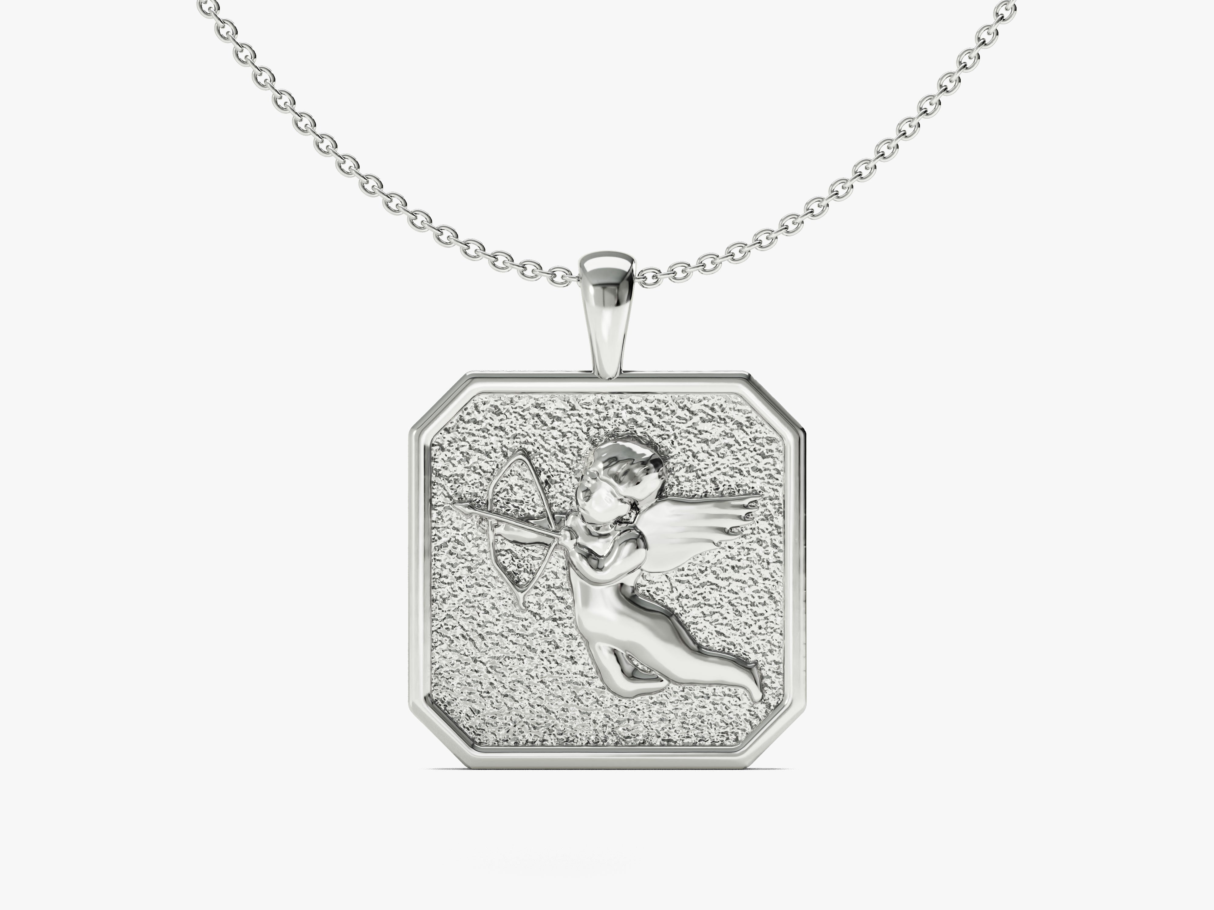 Silver cupid pendant necklace, fine jewelry, romantic gift