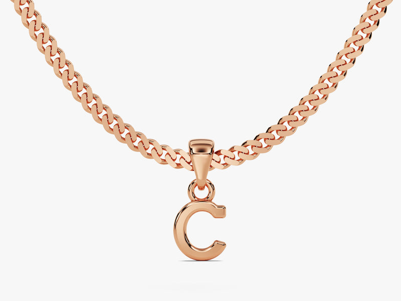 Initial Pendant Cuban Chain Necklace - Gold Vermeil