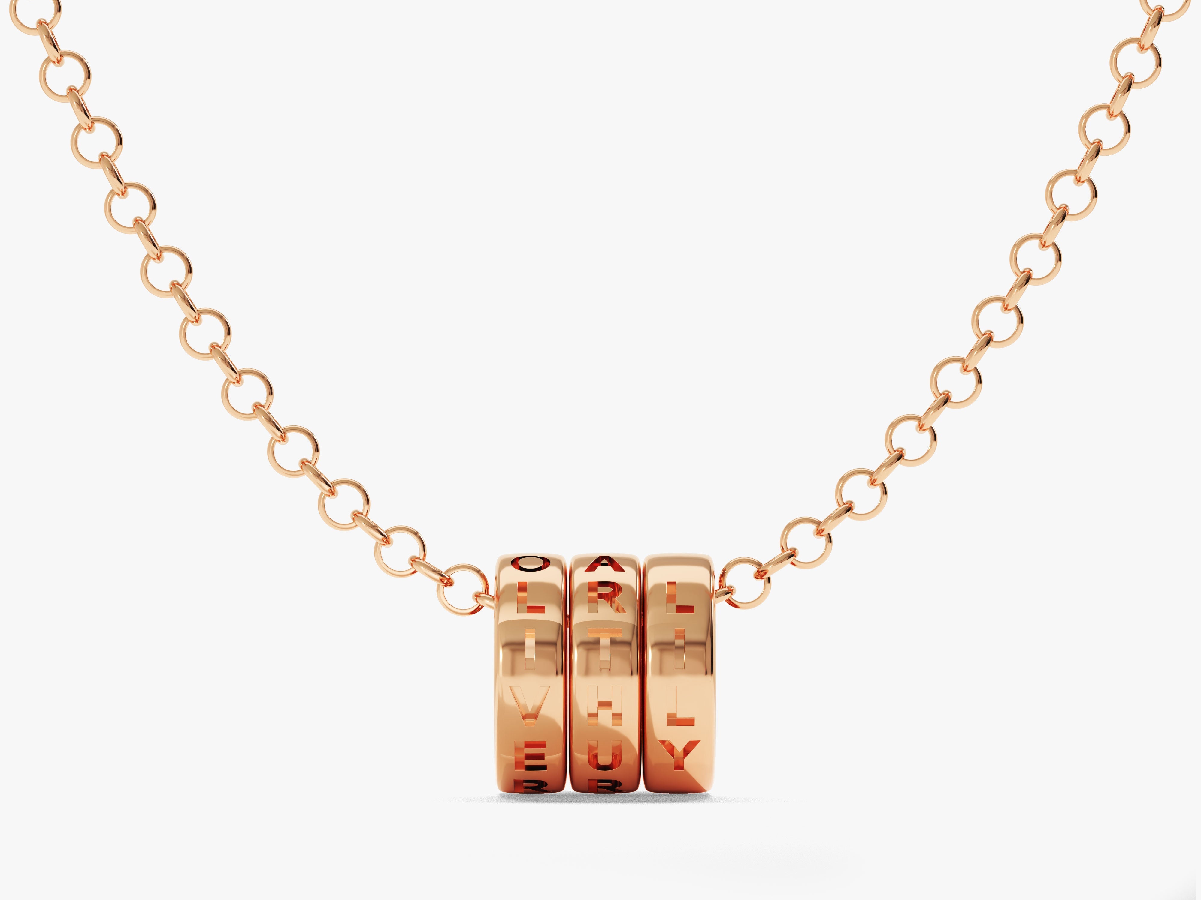 Rose gold necklace with personalized charm beads