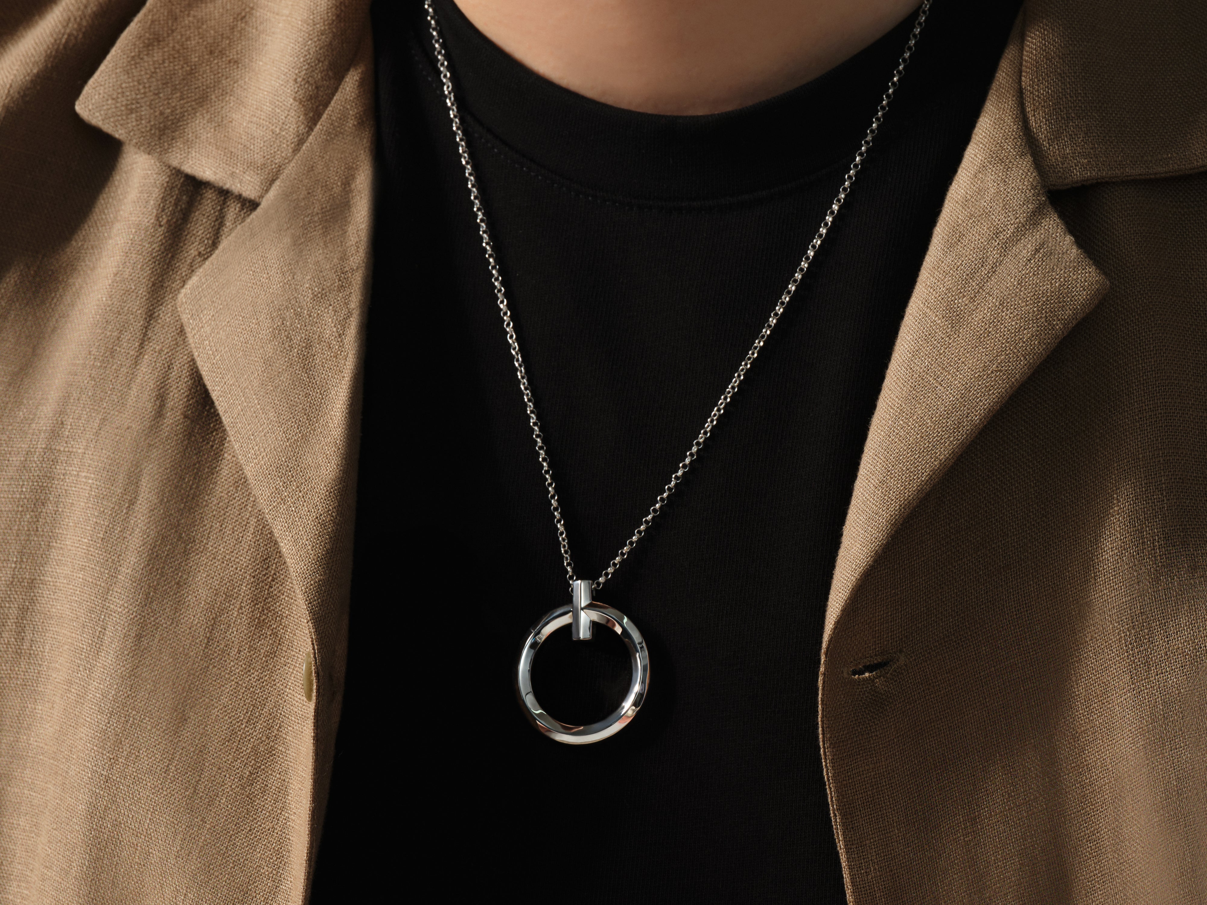Men's Circular Pendant Necklace - Gold Vermeil